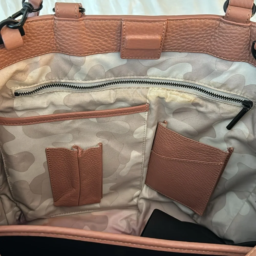 Dagne Dover Dust Pink Leather Laptop Tote